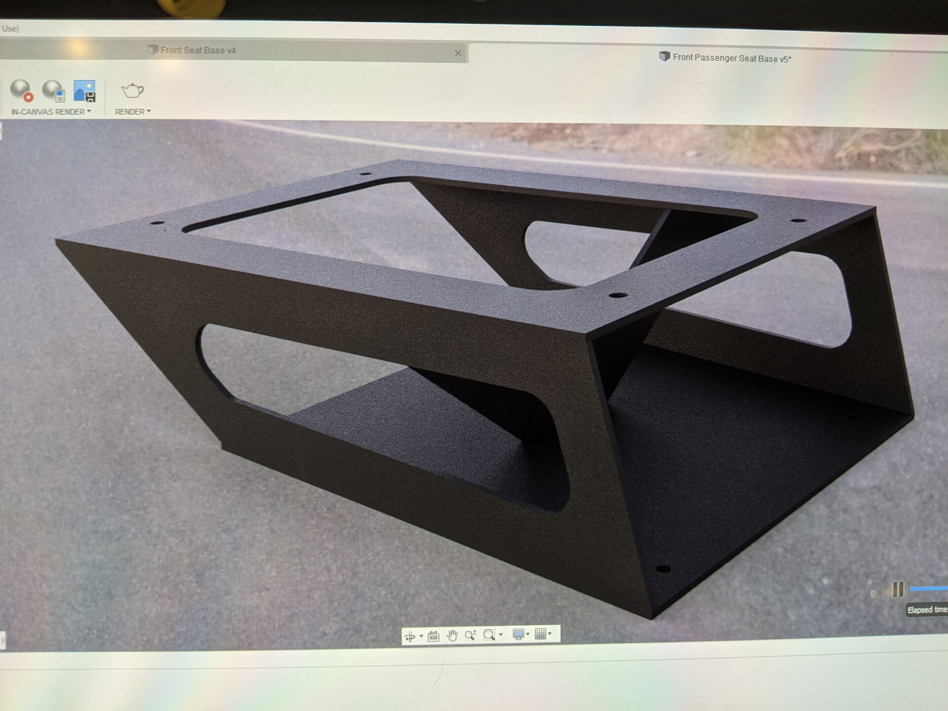 Fusion 360 CAD design of seat bracket